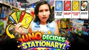 Read more about the article UNO Decides My Stationery Challenge! 🎴✏️ 10 Chances, Crazy Twists & Non-Stop Laughs 😂🛍️