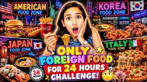 Read more about the article 😱 24 HOURS Eating ONLY FOREIGN FOOD Challenge!! 🌍🍜 BIG Mistake! 🤢🔥